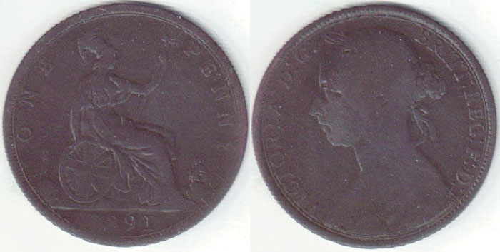 1891 Great Britain Penny A005967